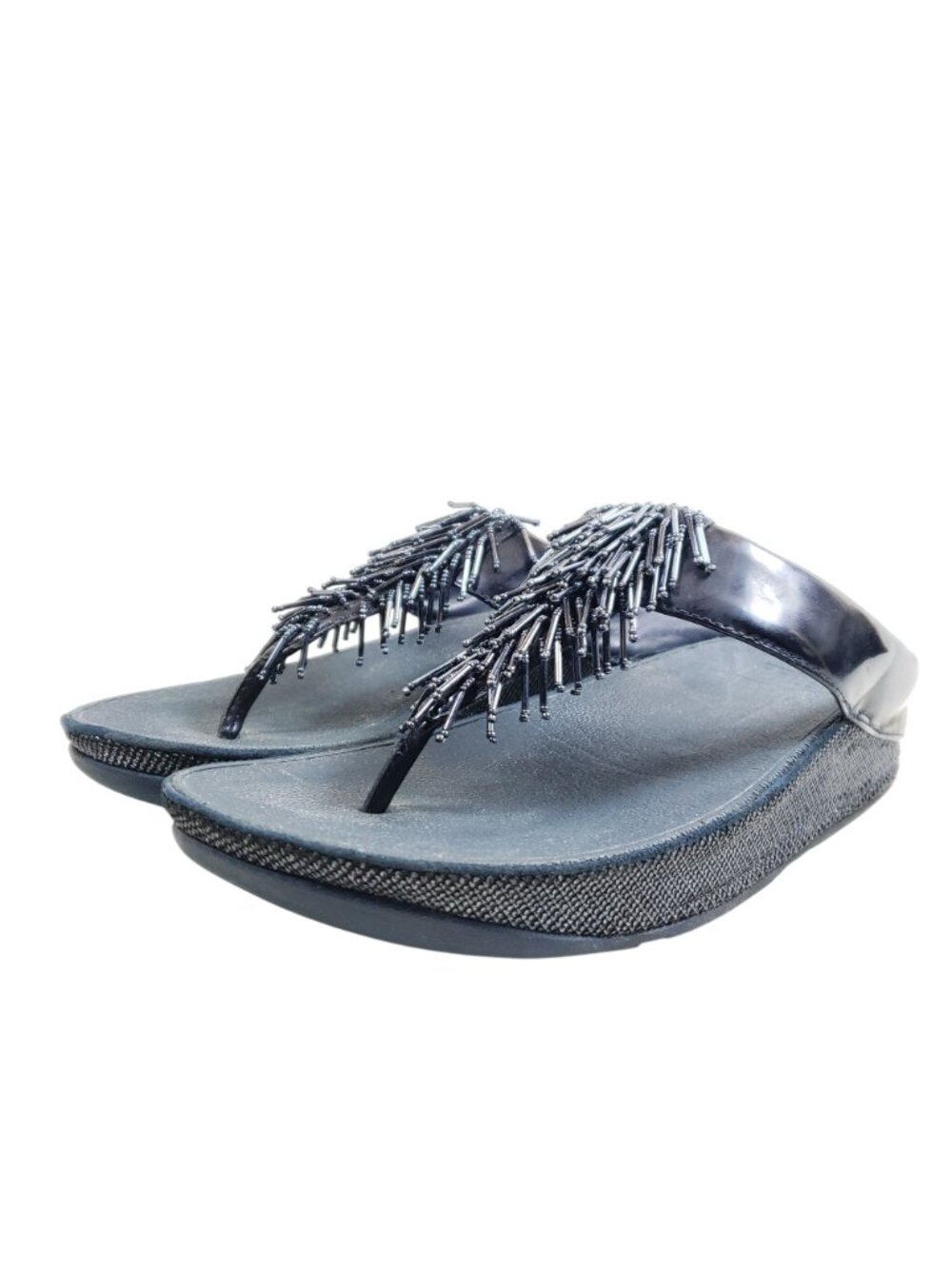 FitFlop Blue Beaded Fringe Womens Size 7 Thong Sandals - Picture 2 of 10